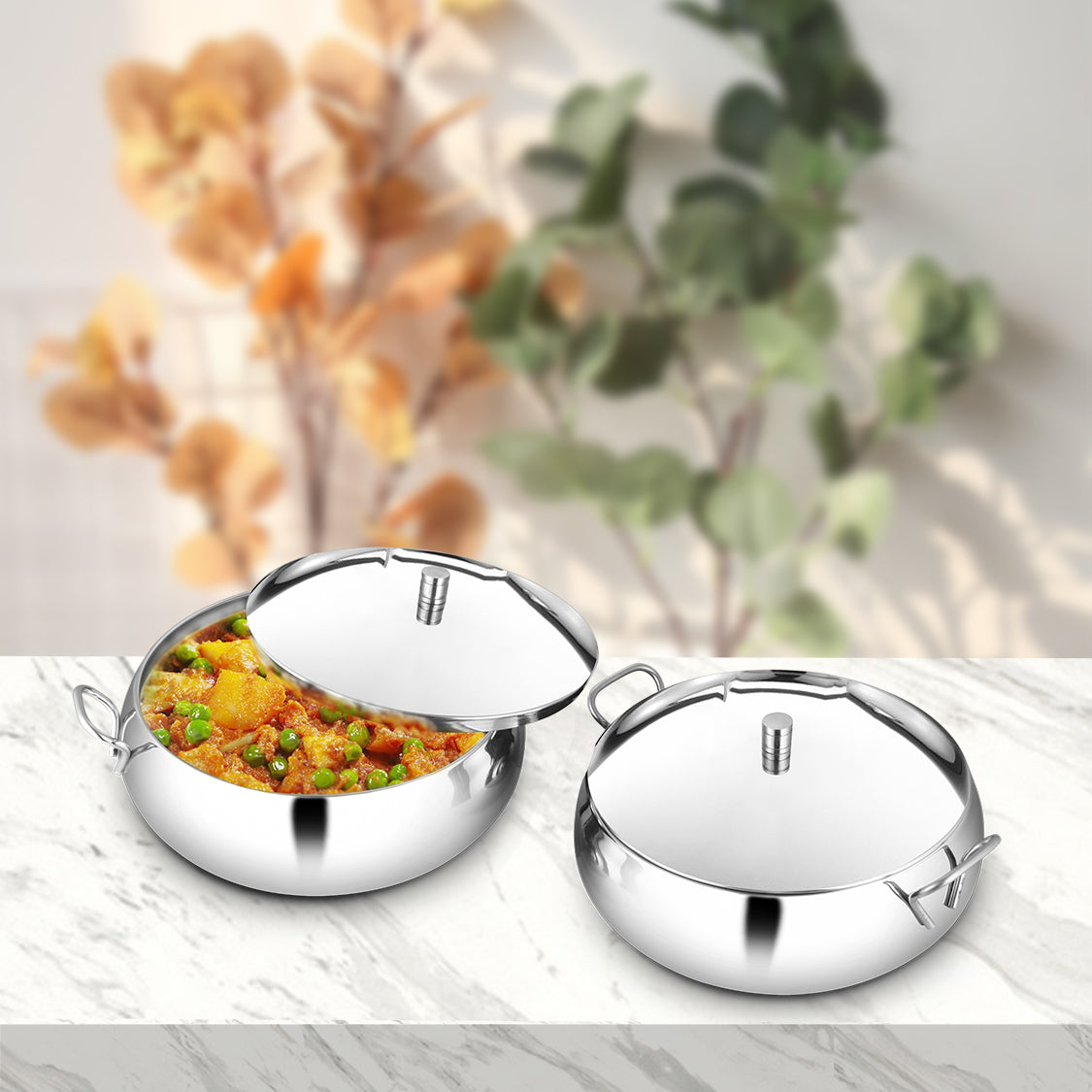 Stainless steel serving shop bowls with lids