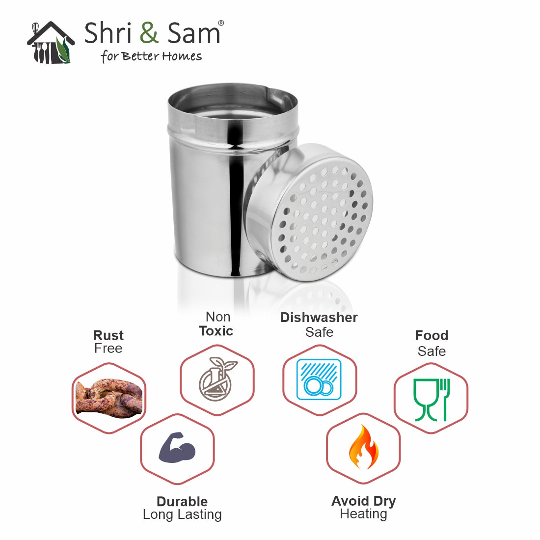 Stainless Steel Chilli Shaker Prata