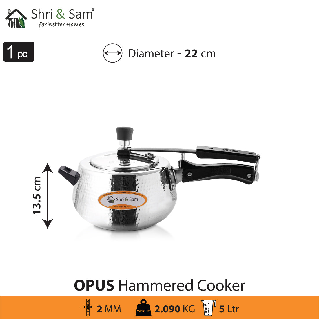 Stainless Steel Hammered Cooker Opus