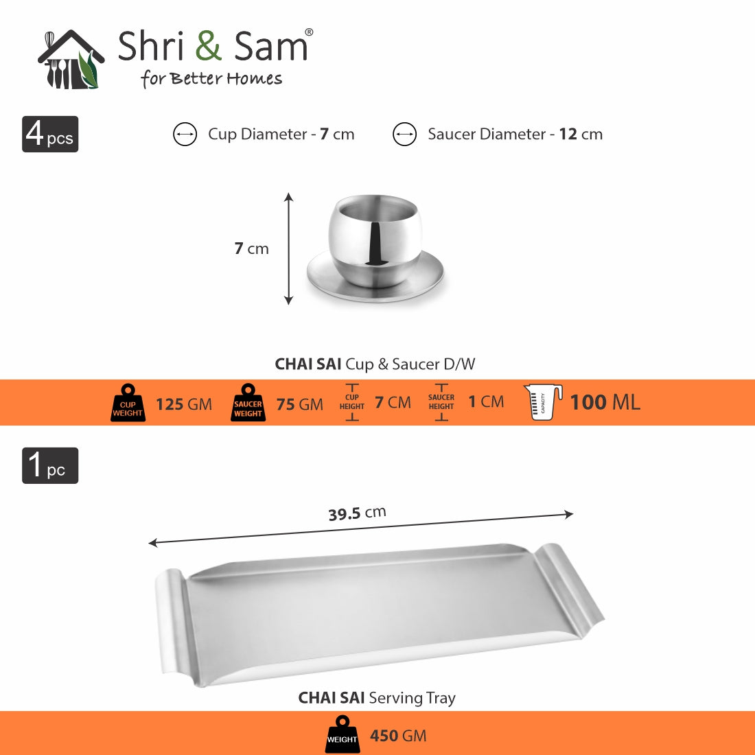 Stainless Steel Double Wall Chai Shai Combo