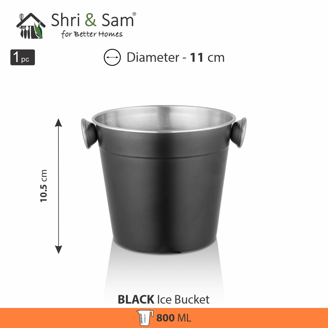 Stainless Steel Ice Bucket Black