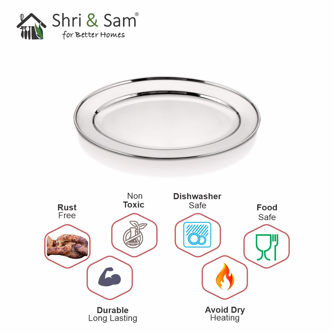 Stainless Steel Oval Tray Spazos