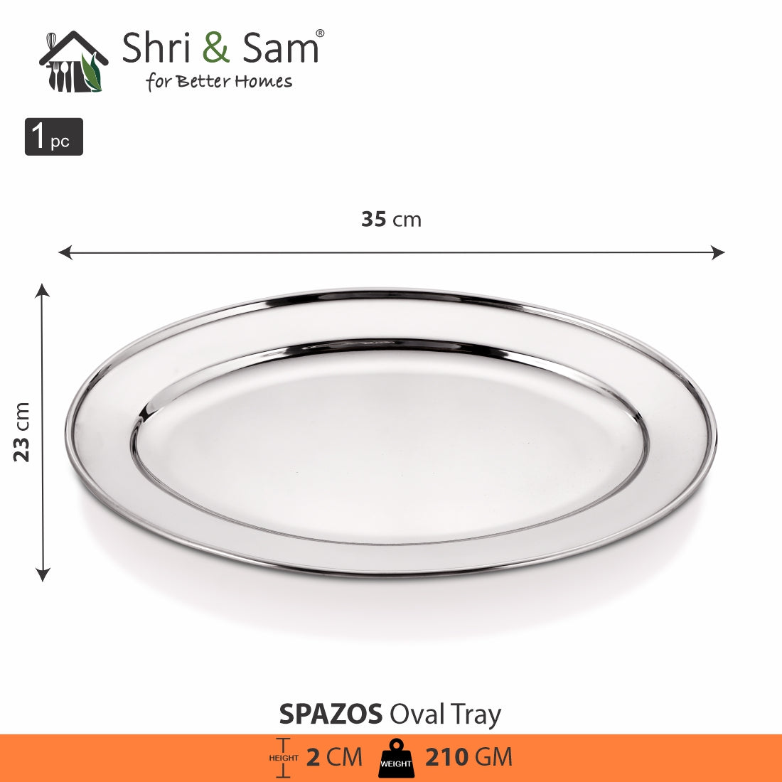 Stainless Steel Oval Tray Spazos