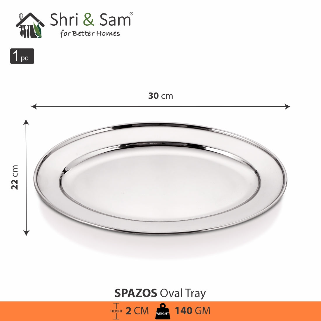 Stainless Steel Oval Tray Spazos