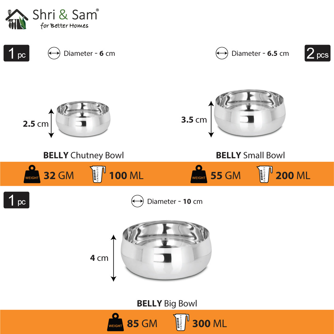 Stainless Steel Thali Set Belly