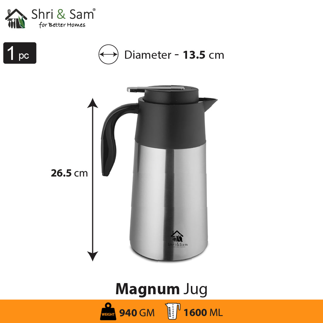 Stainless Steel Double Wall Vacuum Jug Magnum