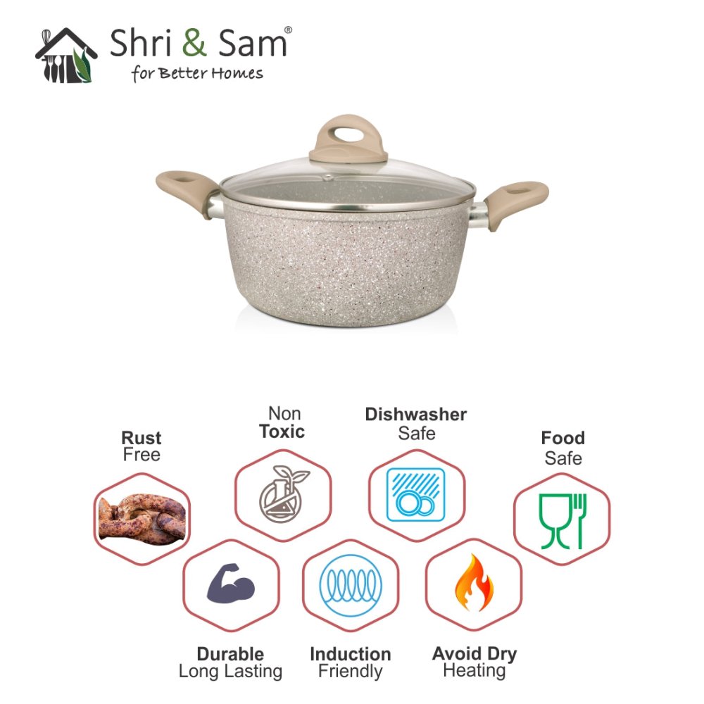 Aluminium Non - Stick Casserole with Glass Lid Rockline
