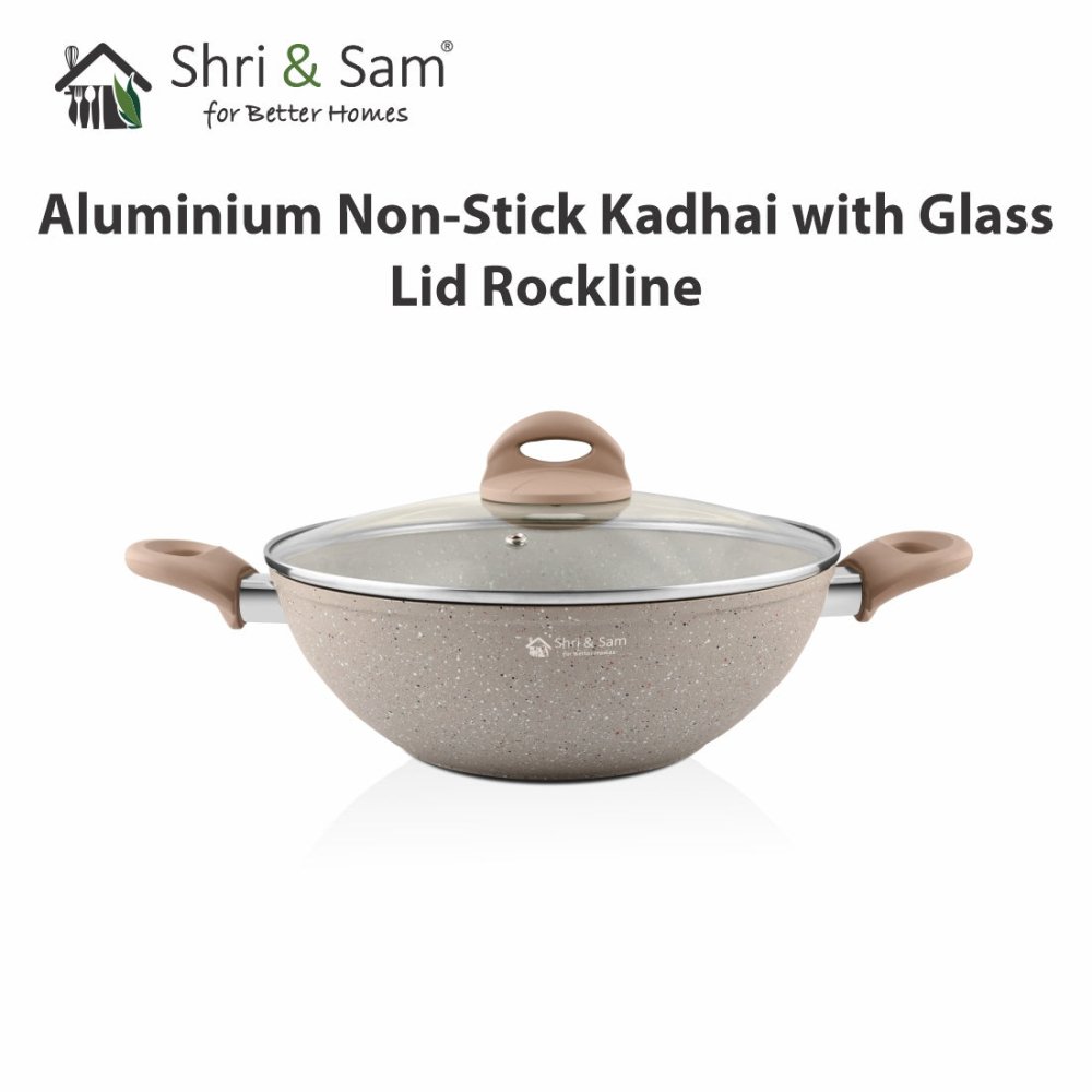 Aluminium Non - Stick Kadhai with Glass Lid Rockline