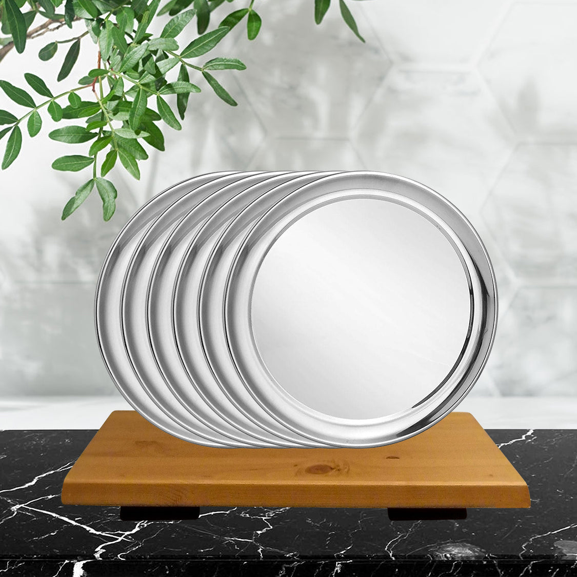 Stainless Steel 6 PCS Full Plate Shagun