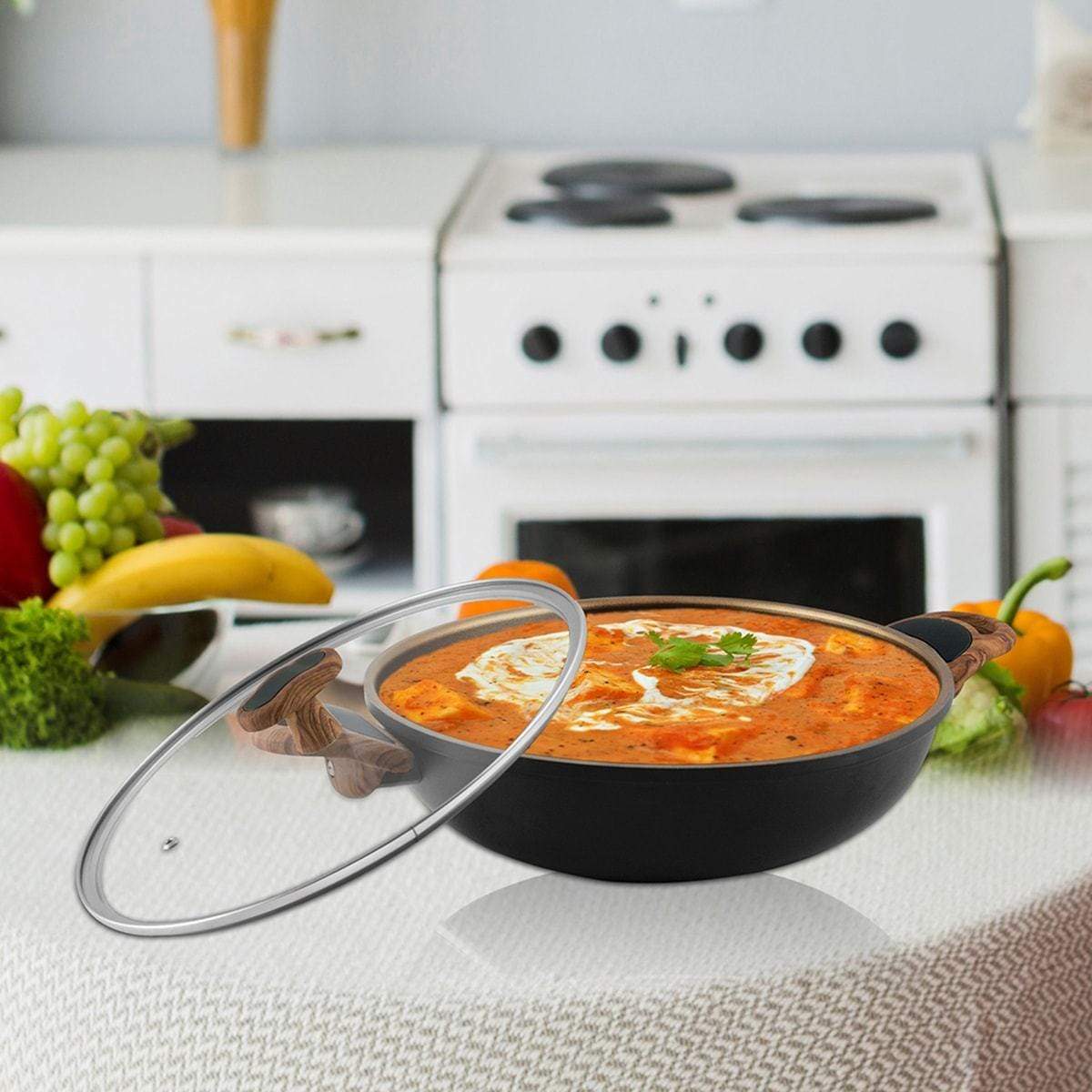 JAGDAMBA CUTLERY LIMITED Cookware Kadhai with Glass Lid - Eliza