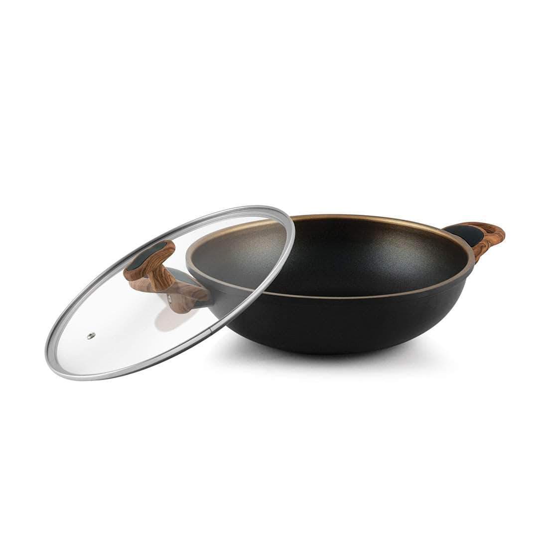 Jagdamba Cutlery Pvt Ltd. Cookware 24 CM Kadhai with Glass Lid - Eliza