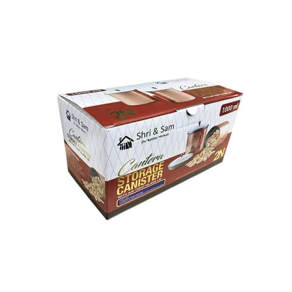 Stainless Steel 2 PCS 1000 ML Storage Canister with Air Tight Glass Lid Cantera