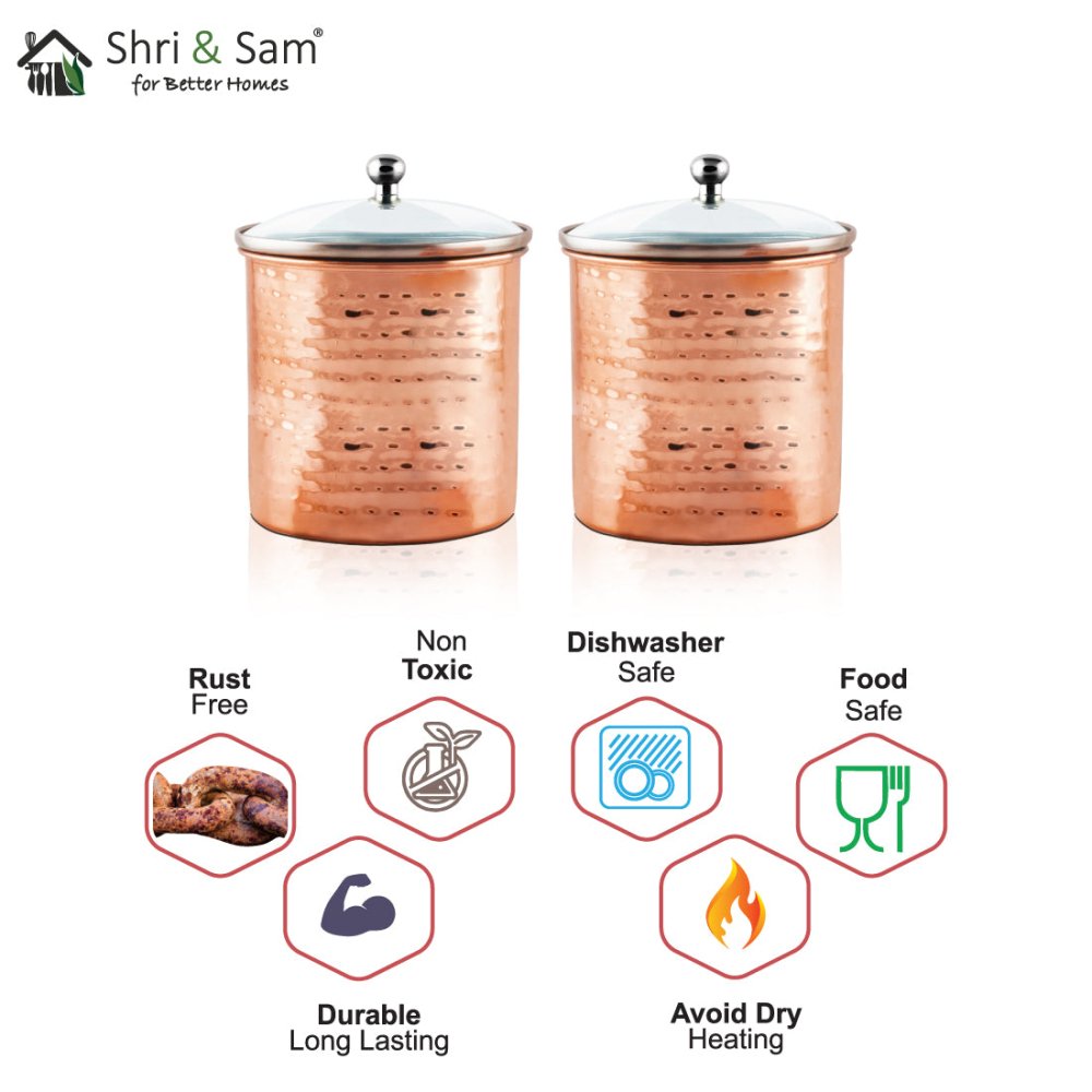 Stainless Steel 2 PCS 700 ML Storage Canister with Air Tight Glass Lid Cantera