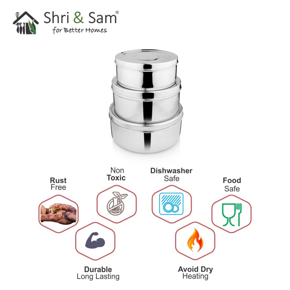 Stainless Steel 3 PCS Storage Container Set