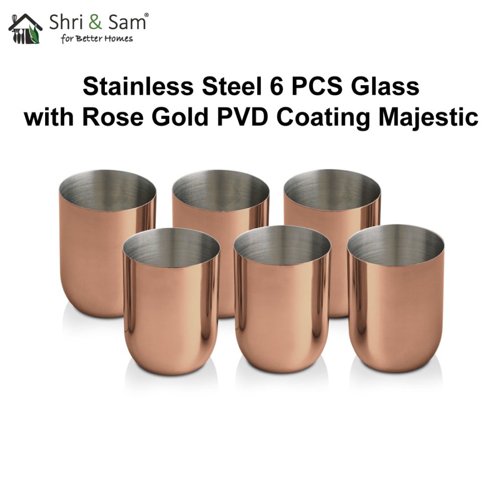Stainless Steel 6 PCS Glass with Rose Gold PVD Coating Majestic
