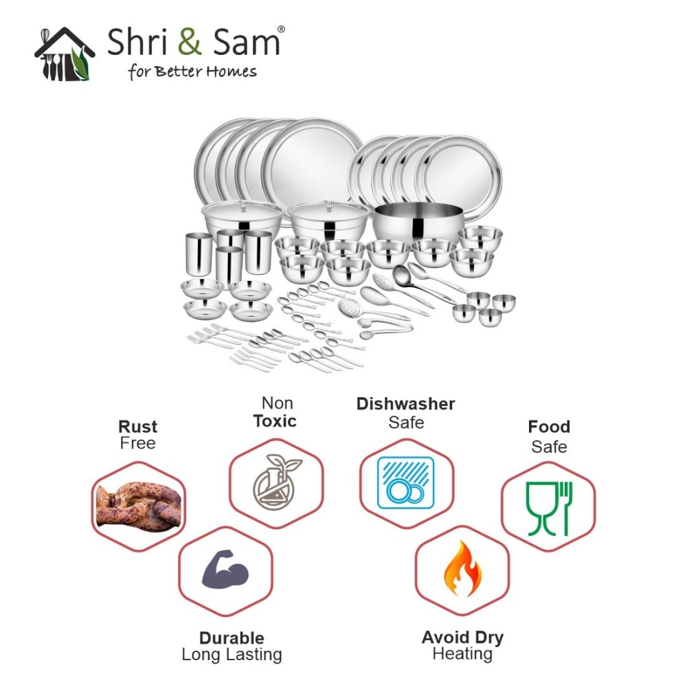 Stainless Steel 65 PCS Dinner Set (4 People) Shagun
