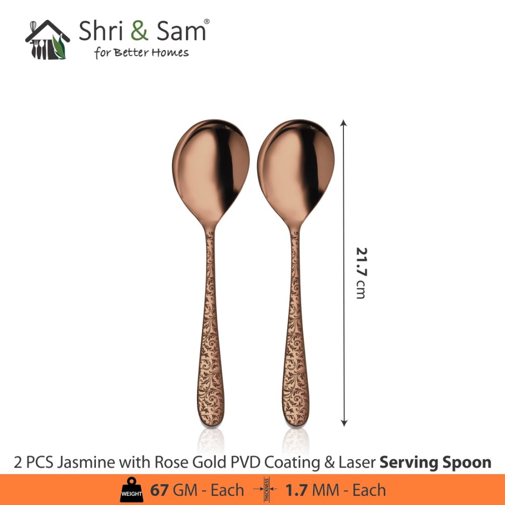 Stainless Steel Cutlery with Rose Gold PVD Coating & Laser Jasmine