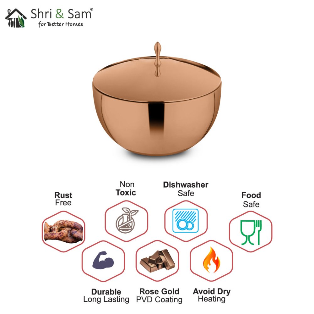 Stainless Steel Double Wall Donga with Rose Gold PVD Coating Majestic