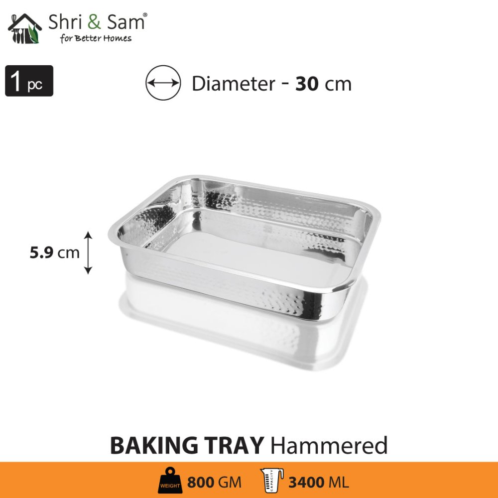 Stainless Steel Hammered Rectangular Baking Tray