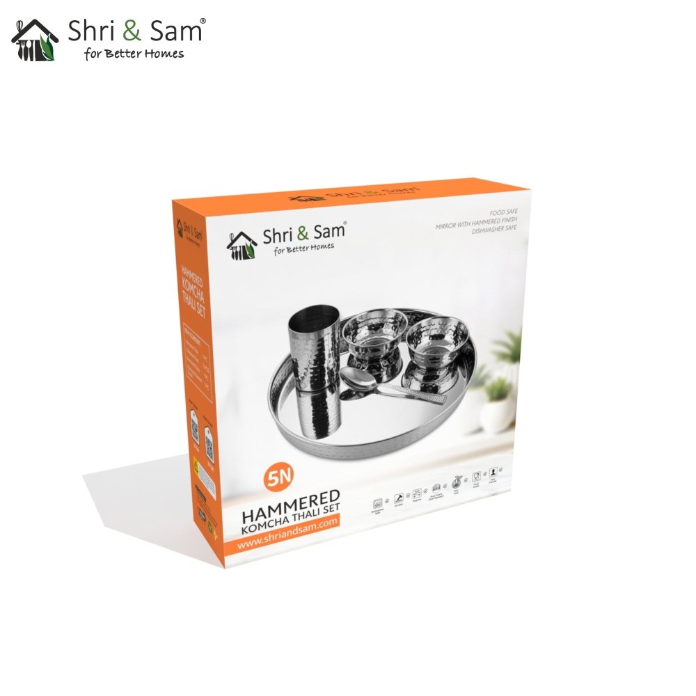 Stainless Steel Hammered Thali Set 30 CM Komcha