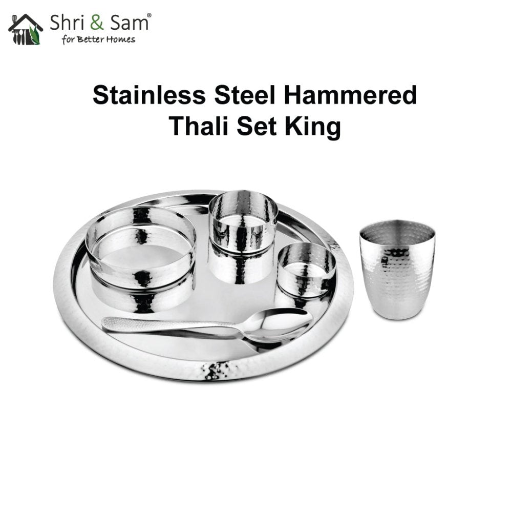 Stainless Steel Hammered Thali Set King