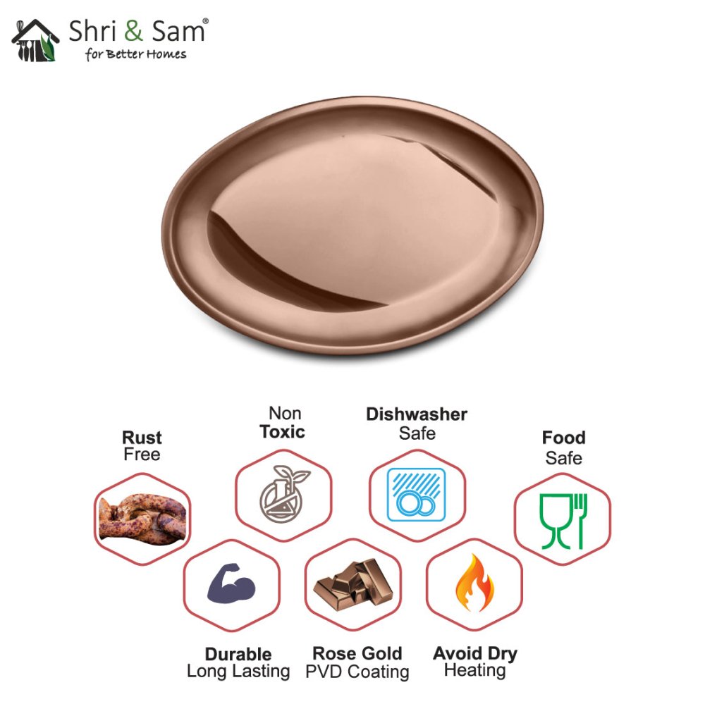 Stainless Steel Rice Tray with Rose Gold PVD Coating Majestic