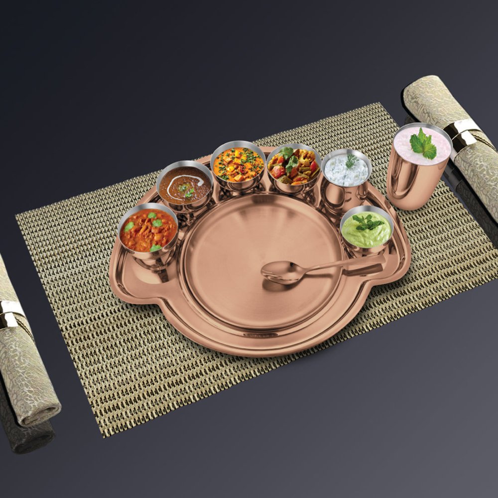 Stainless Steel Small Thali Set with Rosegold PVD Coating Nifty