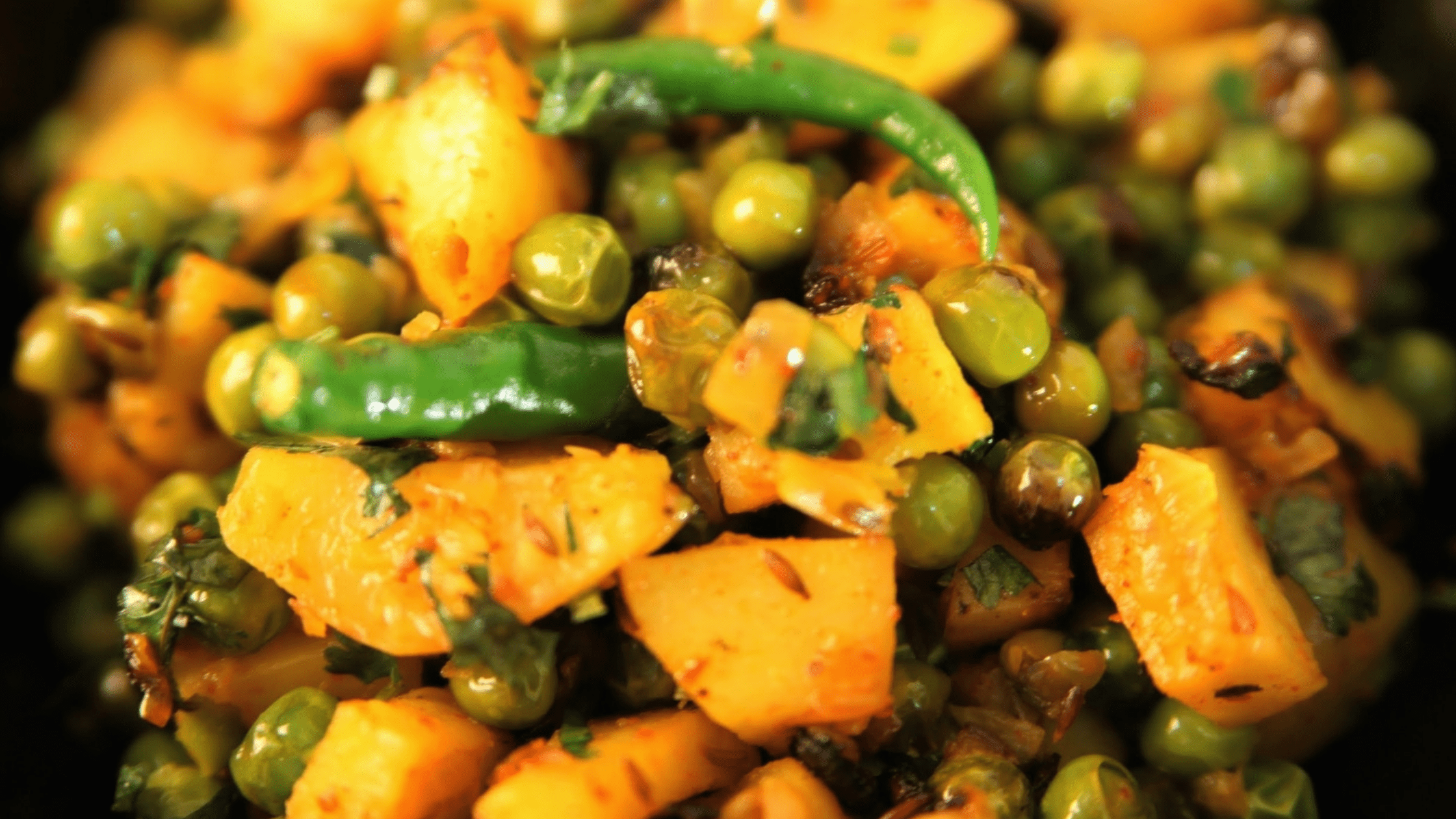 Spicy aloo matar dry sabzi - Lunch box recipe - ShriandSam