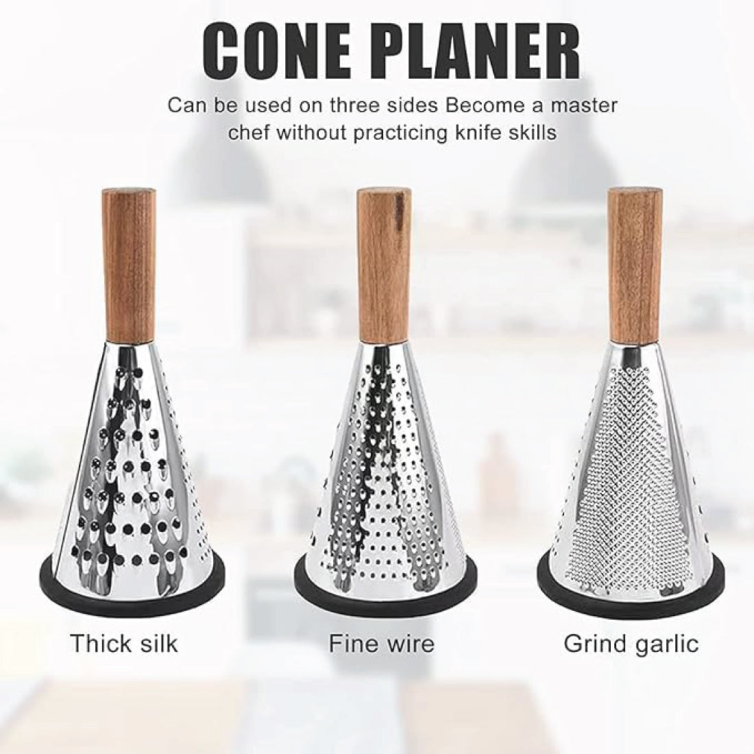 Stainless Steel Multifunctional Conical Grater with Wooden Handle