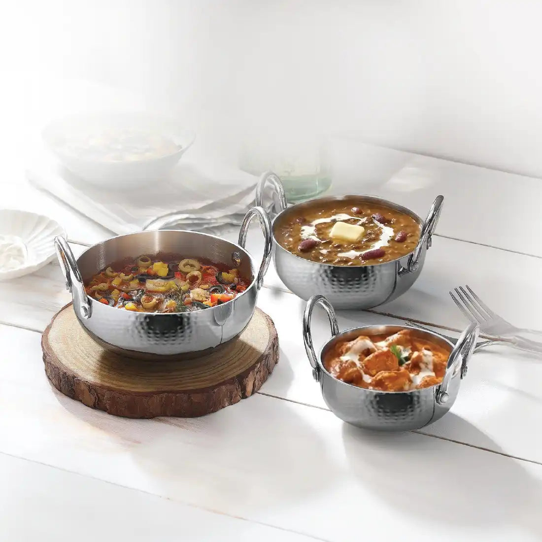 Stainless Steel Triply Mini Kadhai set of 3 pcs