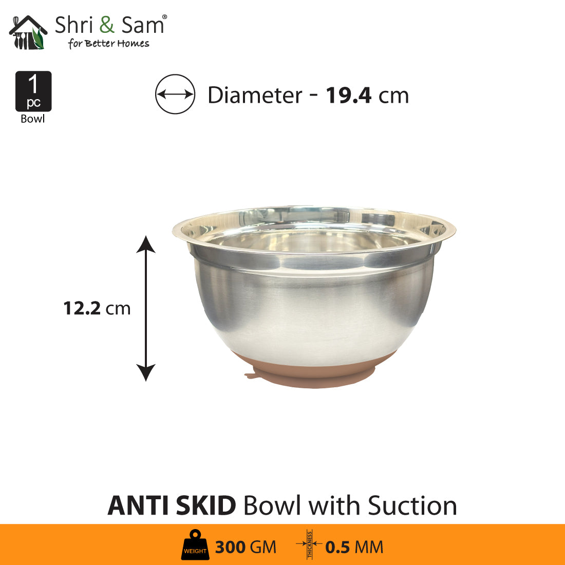 Stainless Steel Anti-Skid Mixing Bowl with scution