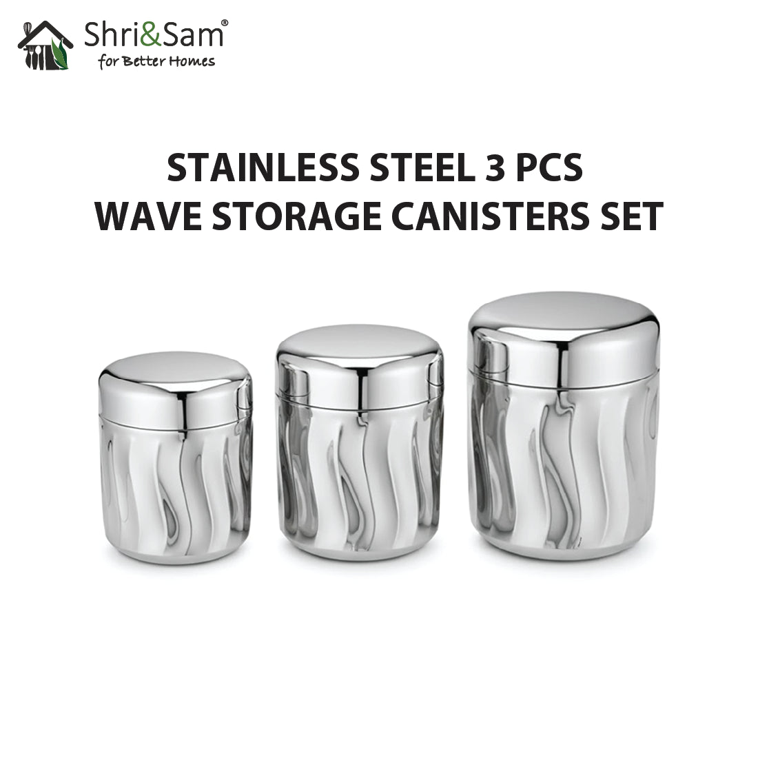 Stainless Steel 3 pcs Storage Canisters Set