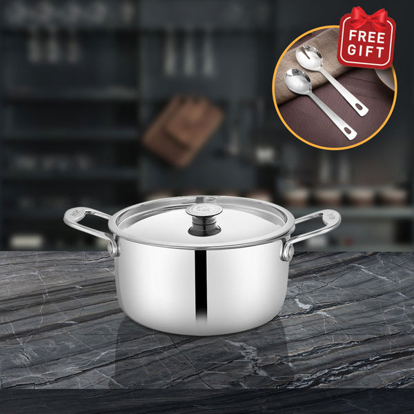 Stainless Steel Heavy Weight Casserole with SS Lid Platinum