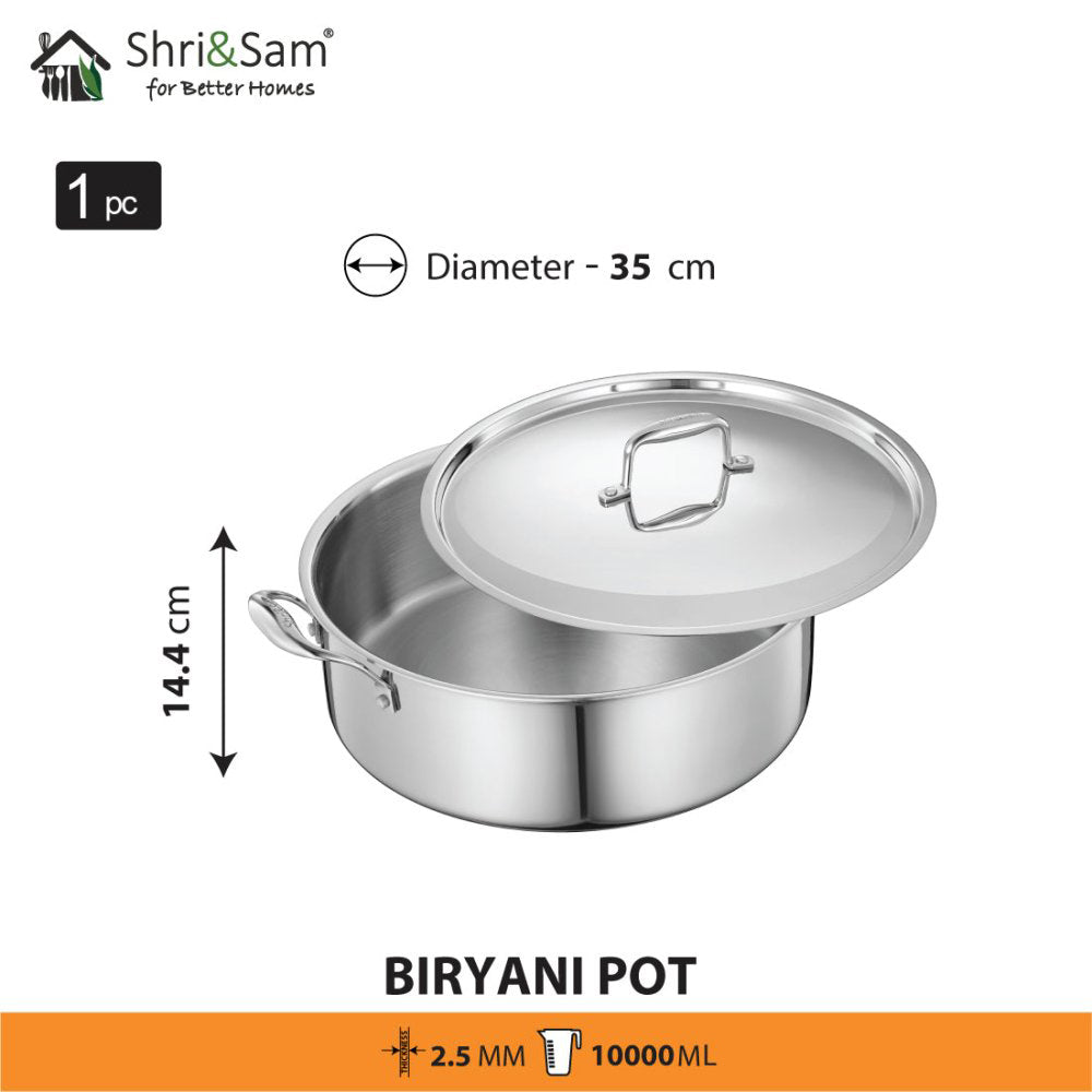 Stainless Steel Triply Bharat Biryani Pot with Lid