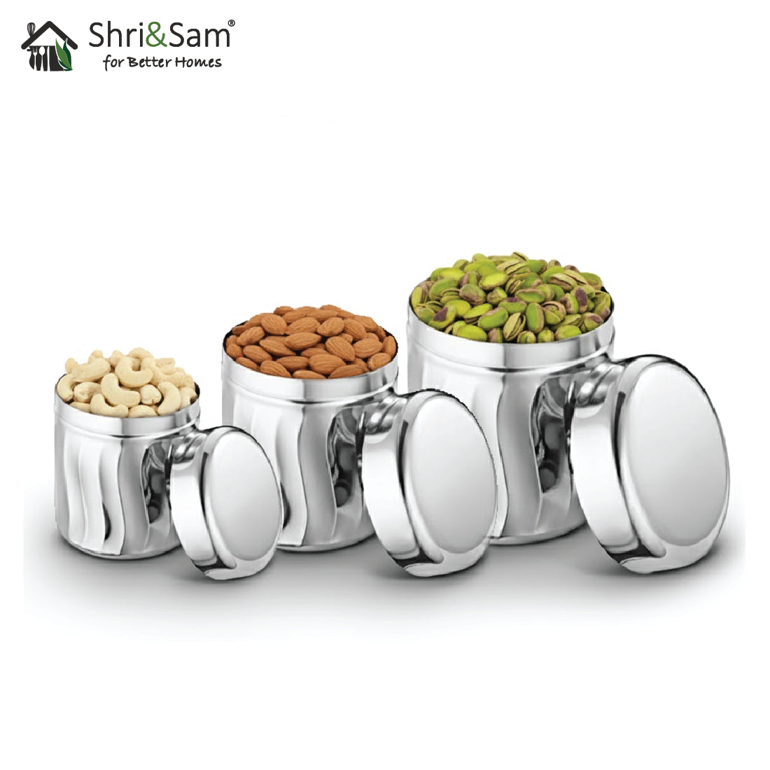 Stainless Steel 3 pcs Storage Canisters Set