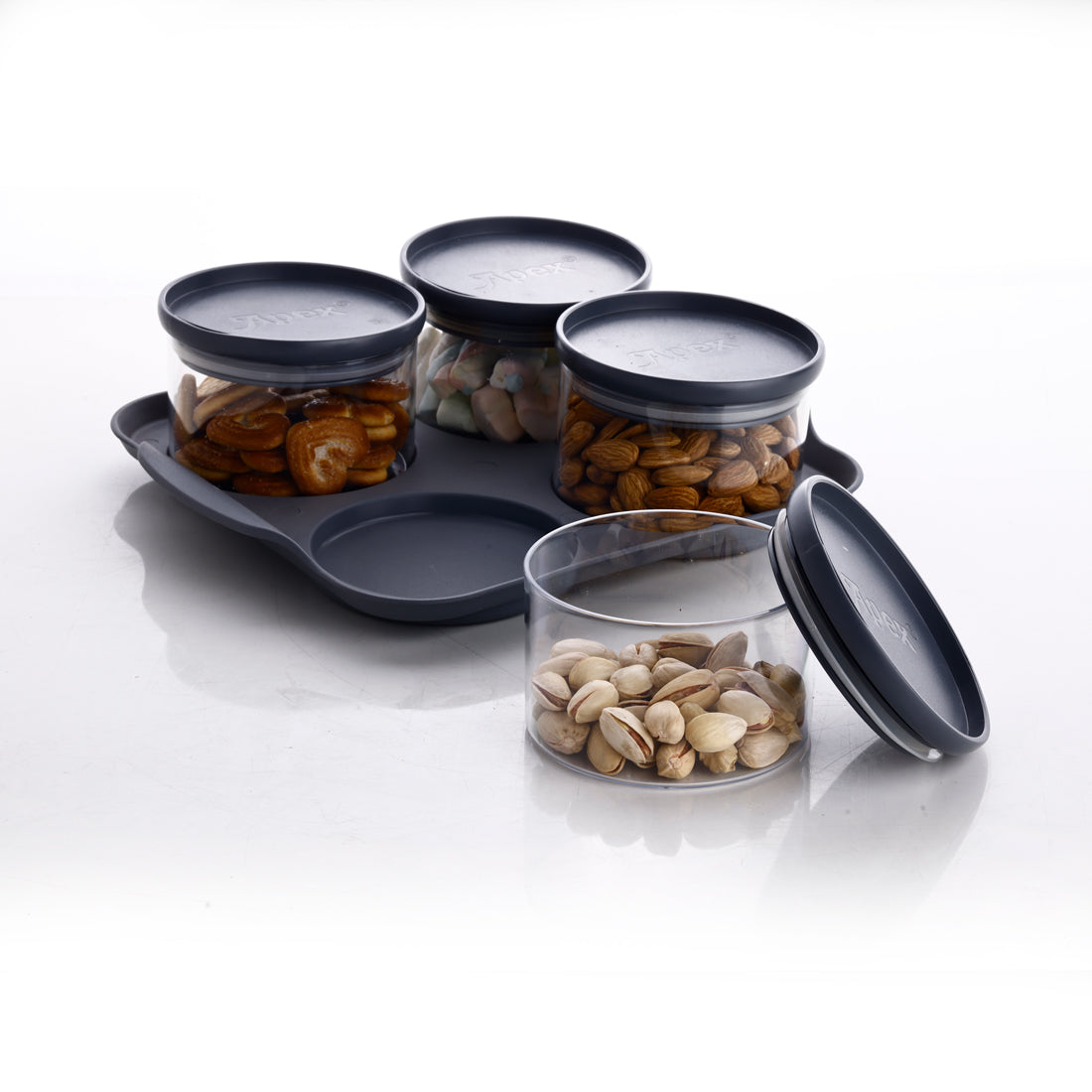 4 pcs Container with Dry Fruit Tray