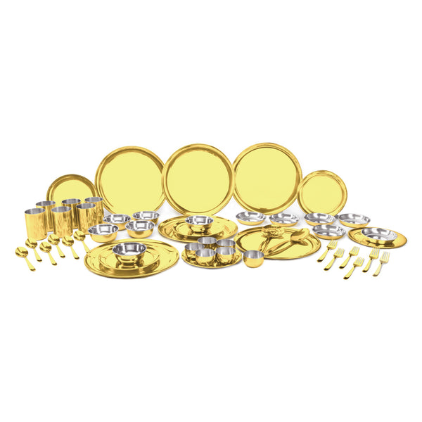Stainless Steel 50 PCS Dinner Set with Gold PVD Coating (6 People) Shagun
