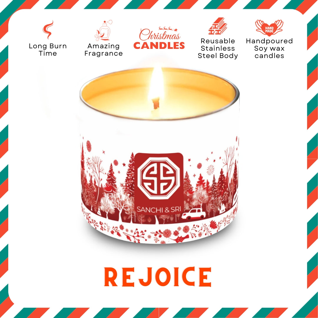 Rejoice - Stainless Steel Single Wick Candle for Christmas - 3