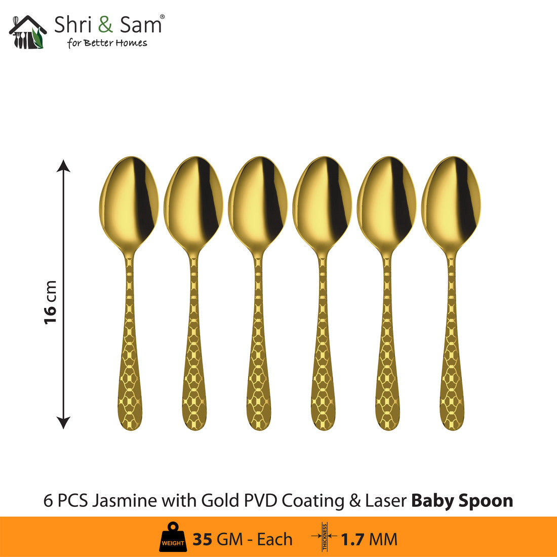 Stainless Steel Cutlery with Gold PVD Coating & Laser 5 Jasmine