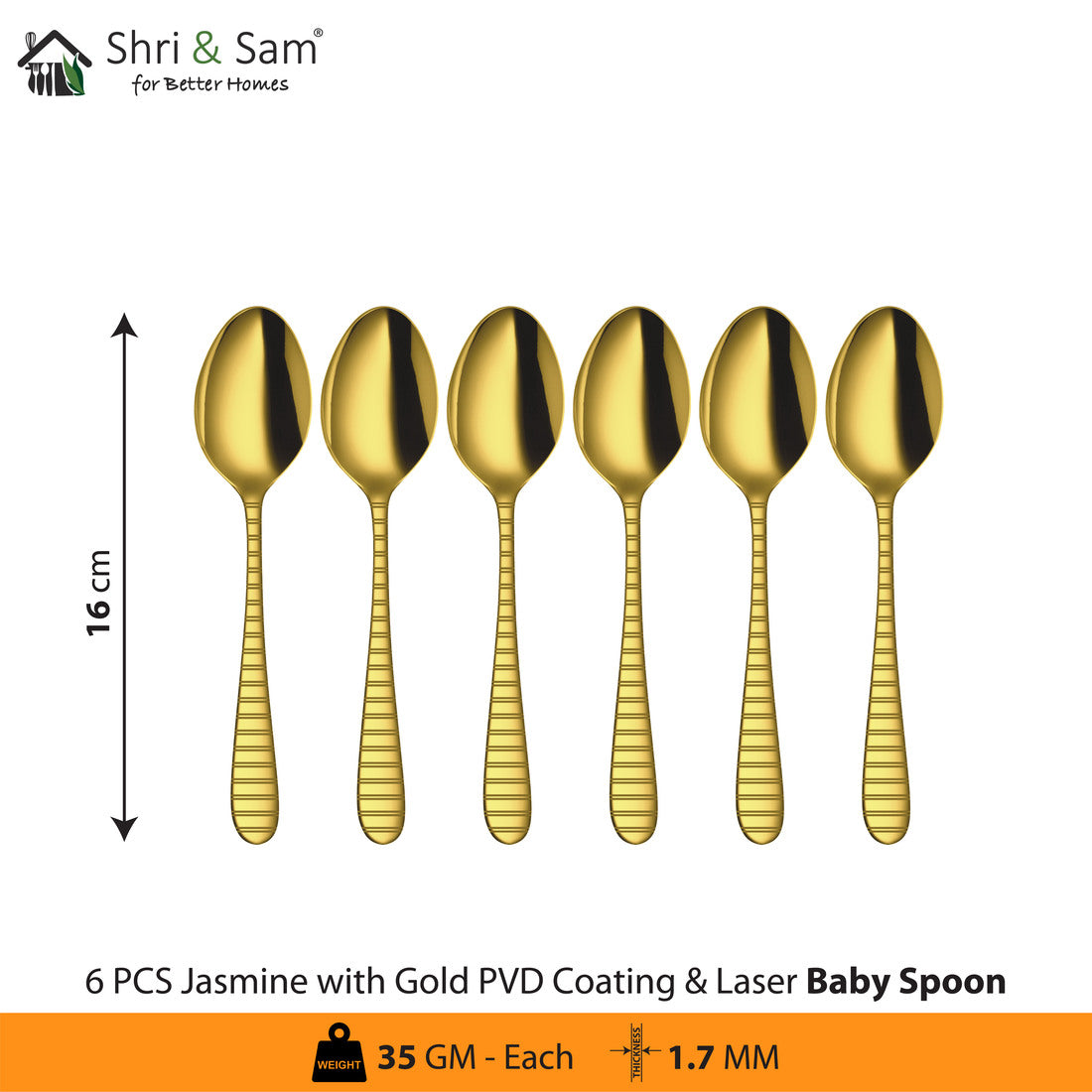 Stainless Steel Cutlery with Gold PVD Coating & Laser 7 Jasmine