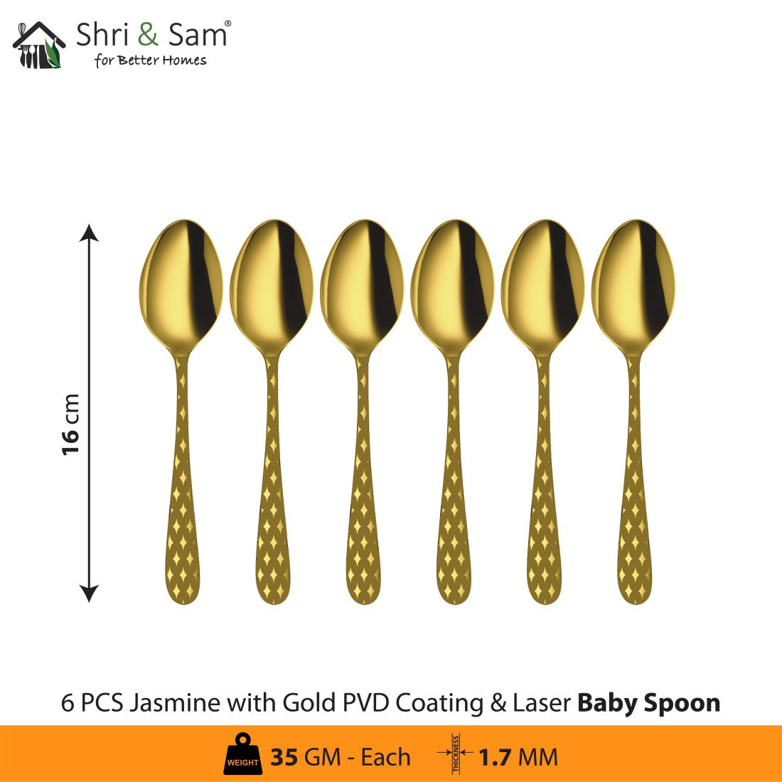 Stainless Steel Cutlery with Gold PVD Coating & Laser 2 Jasmine