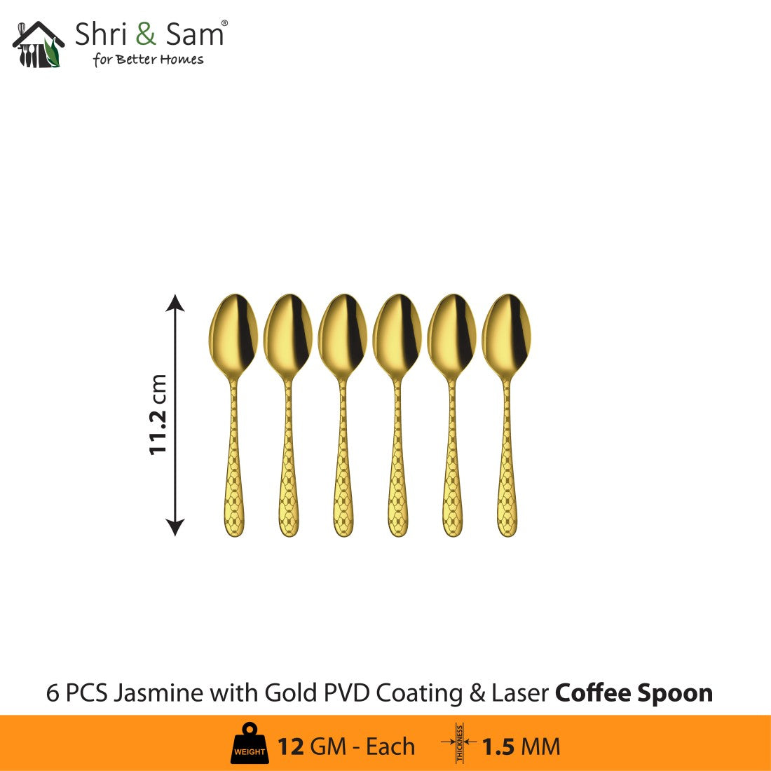 Stainless Steel Cutlery with Gold PVD Coating & Laser 4 Jasmine