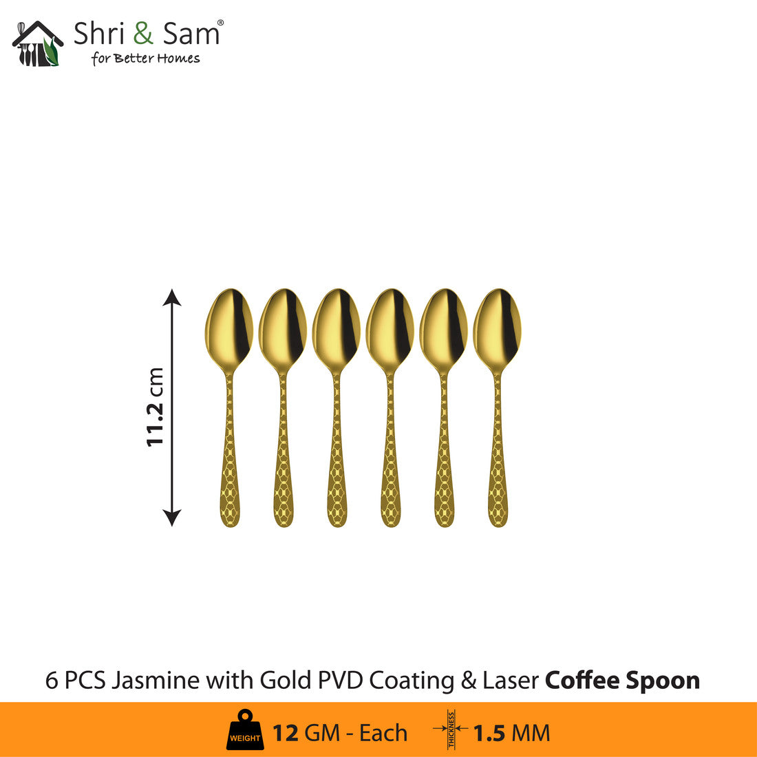 Stainless Steel Cutlery with Gold PVD Coating & Laser 5 Jasmine