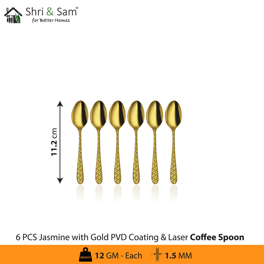 Stainless Steel Cutlery with Gold PVD Coating & Laser 1 Jasmine