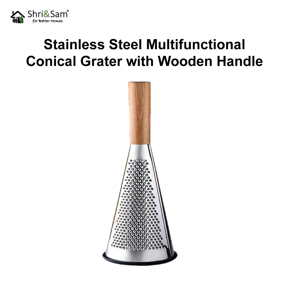 Stainless Steel Multifunctional Conical Grater with Wooden Handle