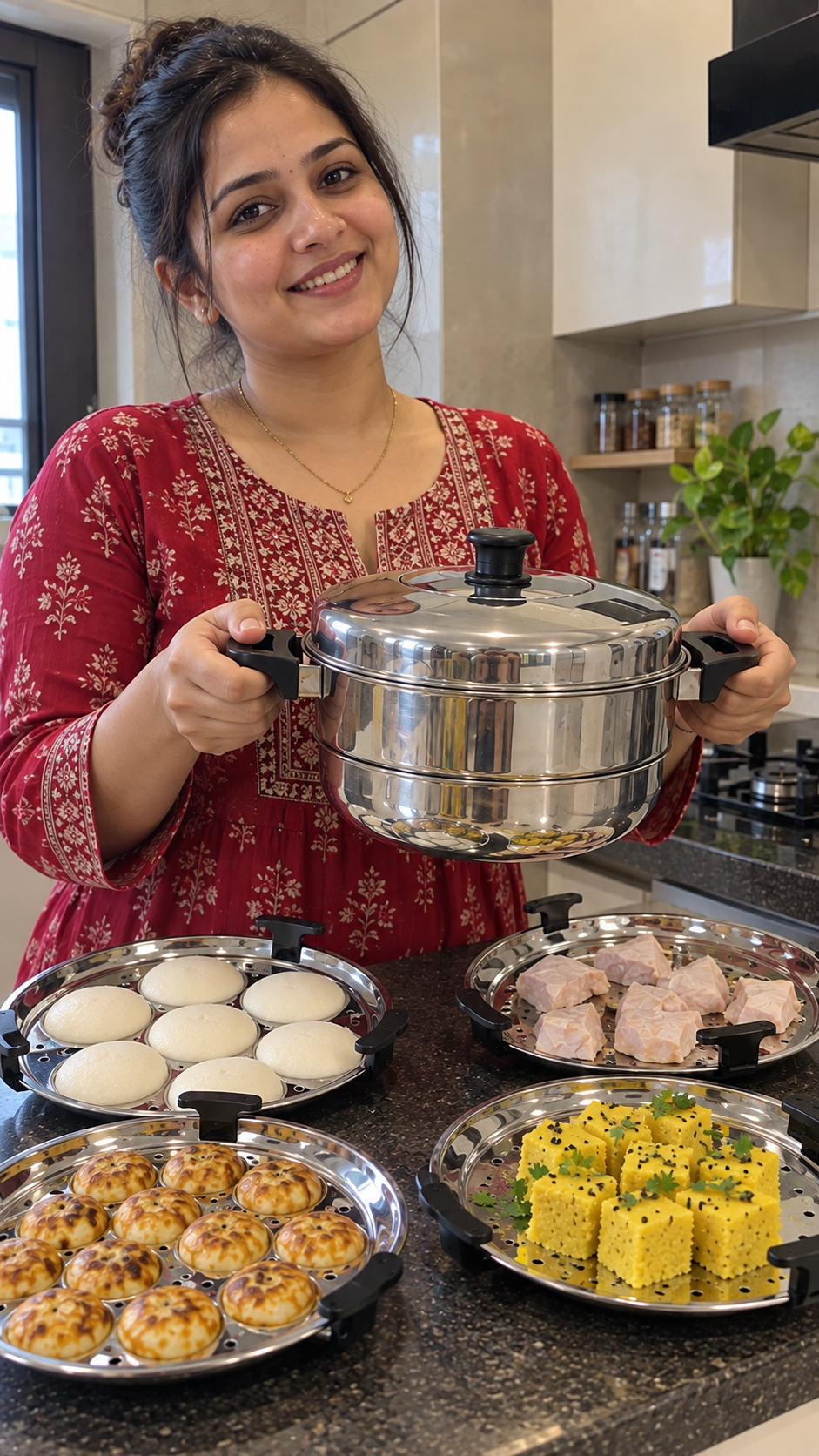 Stainless Steel Triply Bharat Belly Hammered Pressure Cooker