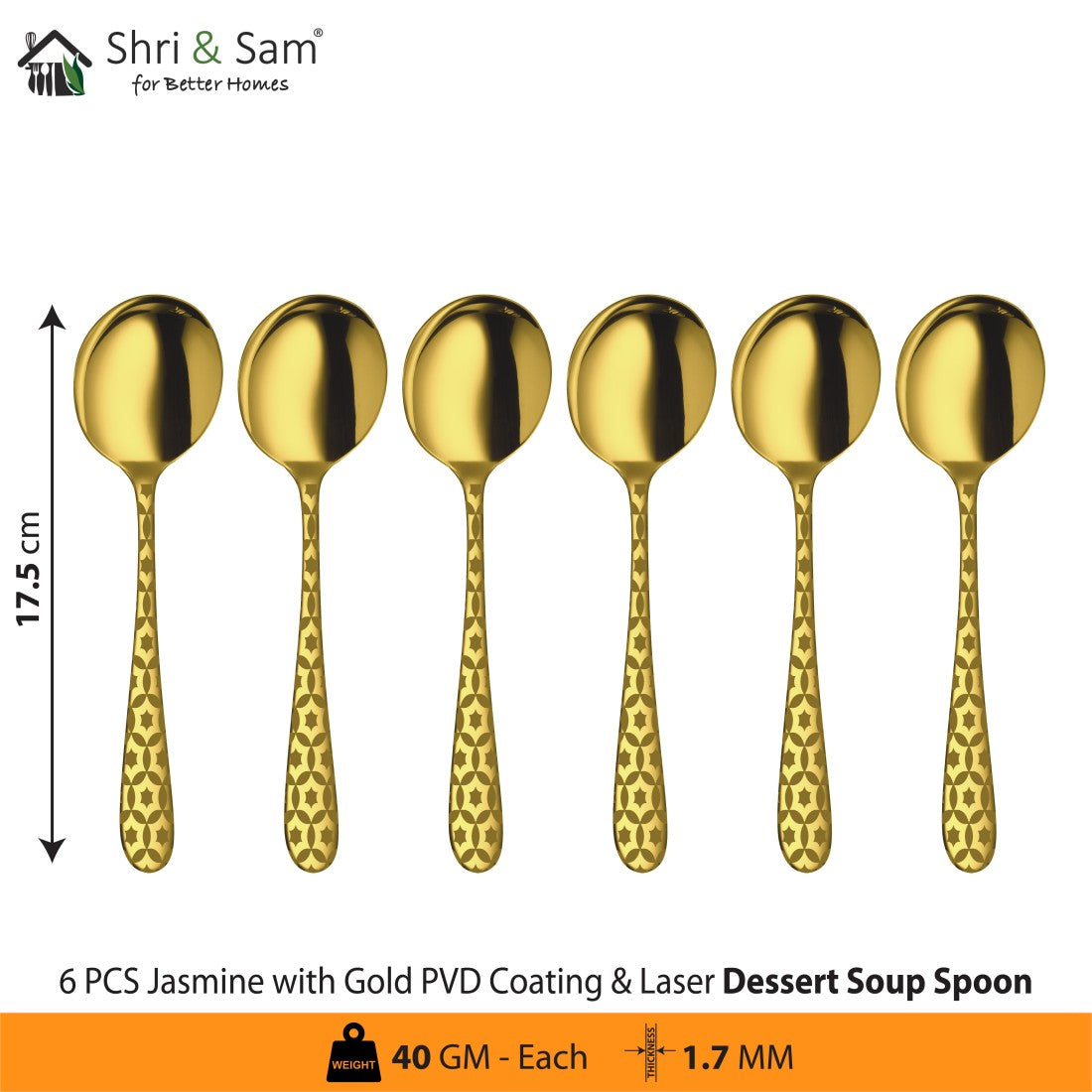 Stainless Steel Cutlery with Gold PVD Coating & Laser 3 Jasmine