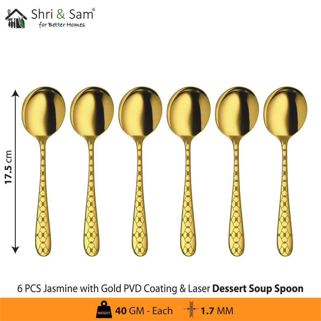 Stainless Steel Cutlery with Gold PVD Coating & Laser 4 Jasmine