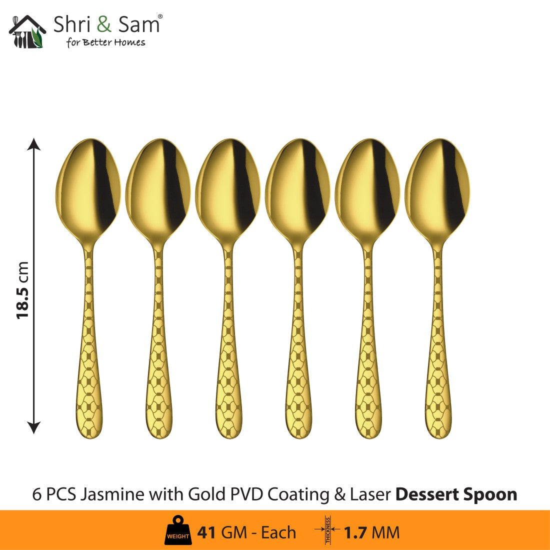 Stainless Steel Cutlery with Gold PVD Coating & Laser 4 Jasmine