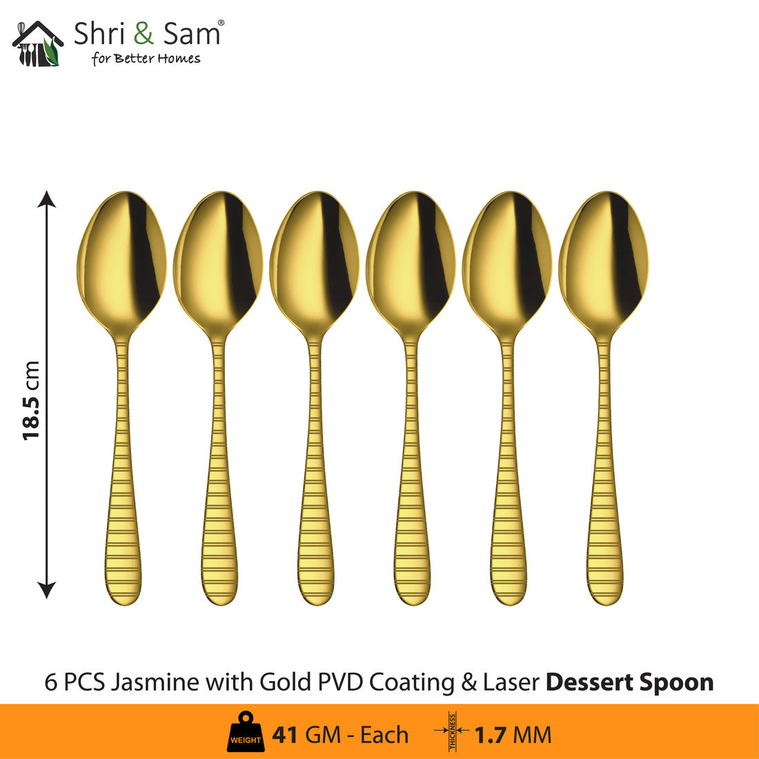 Stainless Steel Cutlery with Gold PVD Coating & Laser 7 Jasmine